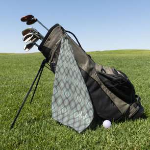 Modernes, pastellgrünes Muster für Monogramm Golfhandtuch