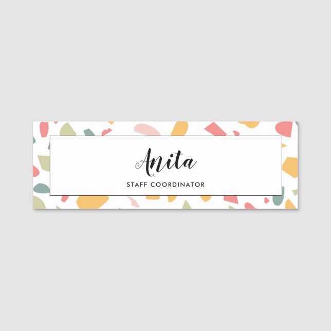 Modernes Pastellmuster Namensschild (Vorderseite)