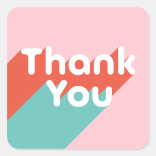 Modernes pastellrosa aquamarines Retro danke Typog Quadratischer Aufkleber