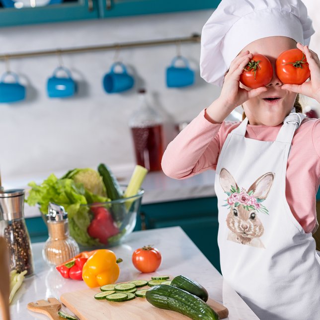 Modernes, pastellrosa Aquarellhaus mit Blume Kinderschürze (Von Creator hochgeladen)