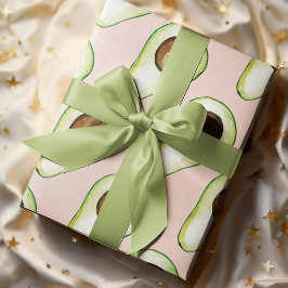 Modernes pastellrosa und grünes Avocado-Muster Geschenkpapier