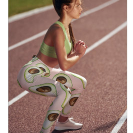 Modernes pastellrosa und grünes Avocado-Muster Leggings