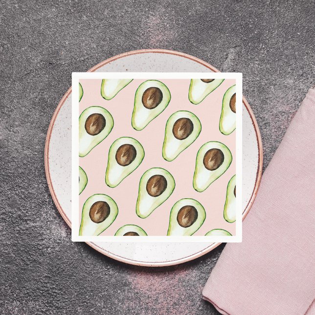 Modernes pastellrosa und grünes Avocado-Muster Serviette (Von Creator hochgeladen)