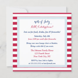 Modernes Patriotisches 4. Juli Sommerbarbeque Part Einladung