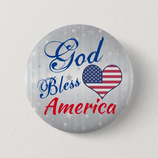 Modernes Patriotisches Herz Gott segne Amerika USA Button (Vorderseite)