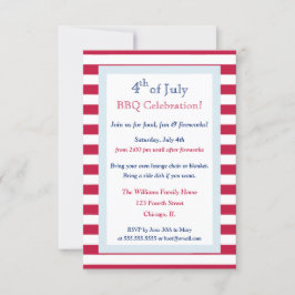 Modernes Patriotisches Party am 4. Juli Barbecue Einladung