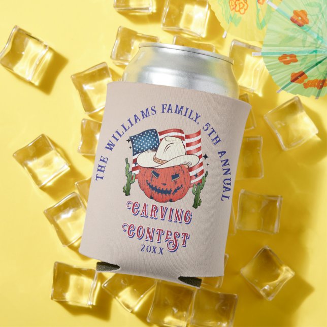 Modernes Patriotisches Pumpkin-Showdown Halloween Dosenkühler (In Situ Sommer)