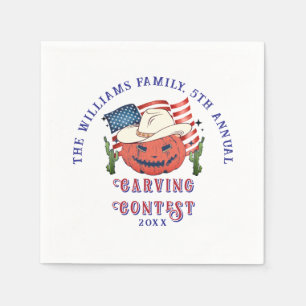 Modernes Patriotisches Pumpkin-Showdown Halloween Serviette