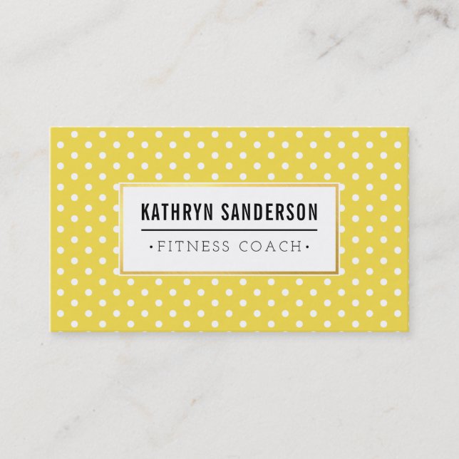 MODERNES PATTERN Gold Logo Polka Dot gelb Visitenkarte (Vorderseite)
