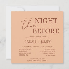 Modernes Peach Beige Probe Dinner Hochzeitsplatz Einladung