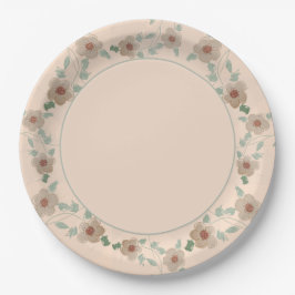 Modernes Peach Floral Stilvoll Pappteller