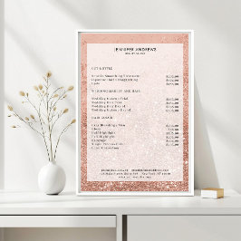 Modernes Peach Glitzer Salon Preisliste Poster
