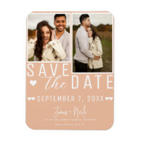 Modernes Peach Save the Date 2 Foto Hochzeit