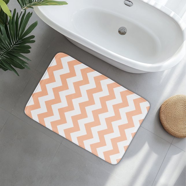 Modernes Peachy Orange Zickzack Badematte (Von Creator hochgeladen)