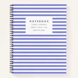 Modernes Periwinkle Blue Strip Notebook Notizbuch
