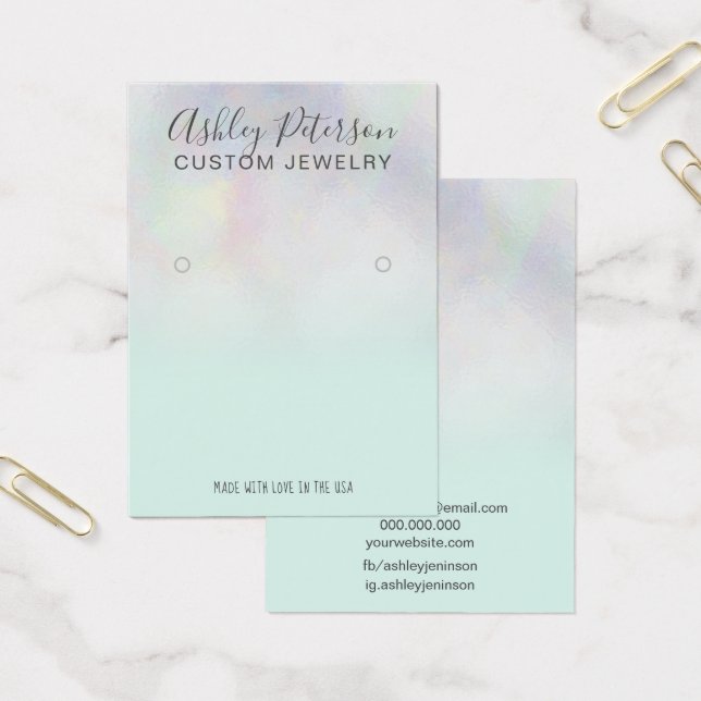 Modernes Perlnacre ombre aquamarin Ohrring (Büro)