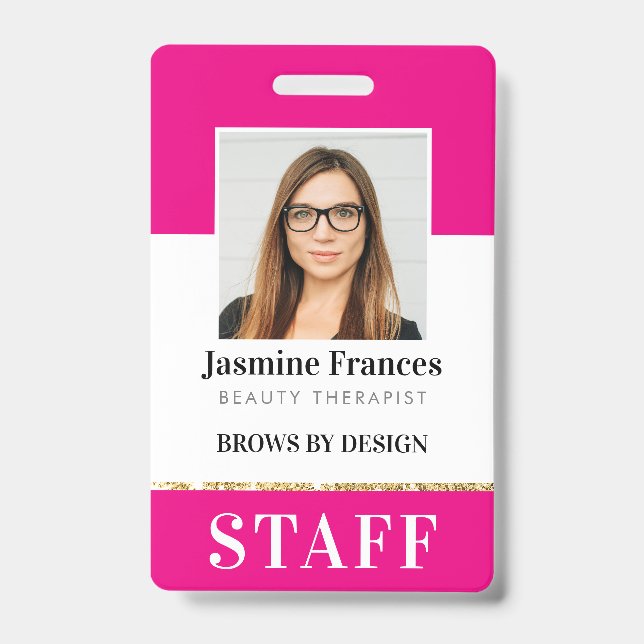 MODERNES PERSONAL FOTO ID work chic design pink Ausweis (Vorderseite)