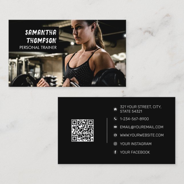 Modernes Personal Trainer Fitness Foto gestört Visitenkarte (Vorne/Hinten)