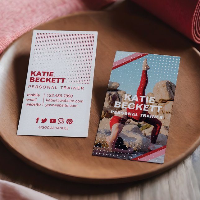 Modernes Personal Trainer Fitness Foto Visitenkarte (Modern Personal Trainer Fitness Photo Business Card)