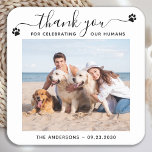 Modernes Personalisieren Foto Danke Pet Hunde Hoch Rechteckiger Pappuntersetzer<br><div class="desc">Danke, dass du unsere Menschen gefeiert hast! Fügen Sie Ihre Hochzeit mit diesen niedlichen, individuellen Foto Hochzeitsnapkins die letzte Touch hinzu. Ideal für Ihre Hochzeit nach dem Party und Empfang und als Gastgeschenke Hochzeit für Ihre Gäste. Passen Sie diese Foto-Hochzeitsnapkins mit Ihrem Lieblings-Foto, Ehrenhund Foto, oder Ihr Foto mit Ihrem...</div>