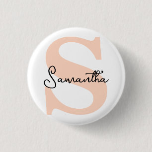 Modernes Personalisiert rosa Monogramm, elegant Button
