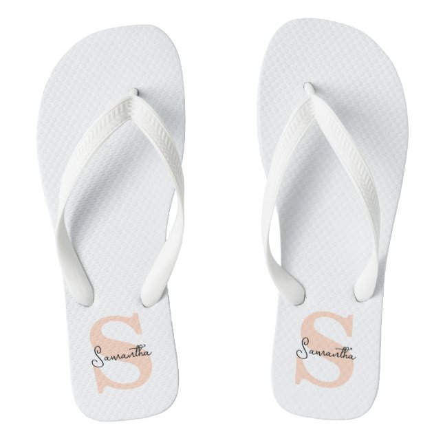 Modernes Personalisiert rosa Monogramm, elegant Flip Flops (Fußbett)