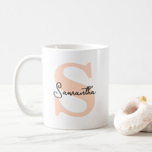 Modernes Personalisiert rosa Monogramm, elegant Kaffeetasse