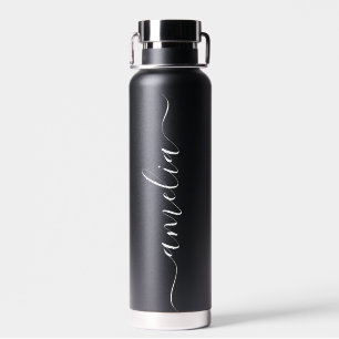 Modernes Personalisierter Name Script Black Weddin Trinkflasche