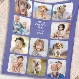 Modernes Personalisiertes 11-Foto Collage Periwink Fleecedecke