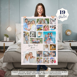 Modernes Personalisiertes 19-Foto Collage Pink Gra Fleecedecke