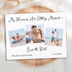 Modernes Personalisiertes 3 Hunde-Foto Save the Da Ankündigungspostkarte