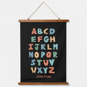 Modernes Personalisiertes ABC Alphabet-Klassenzimm Wandteppich Mit Holzrahmen