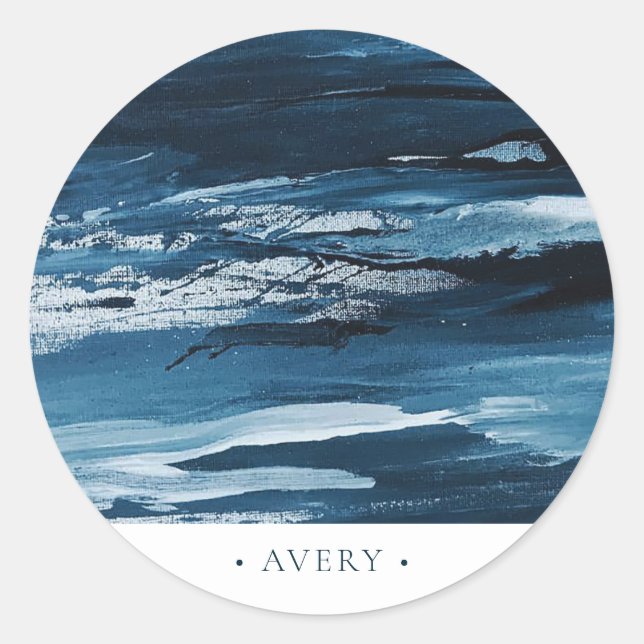 Modernes Personalisiertes Abstrakt Runder Aufkleber (Vorderseite)