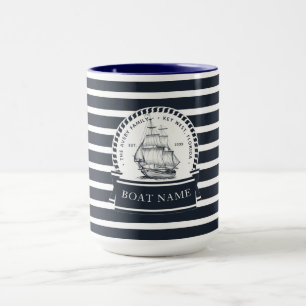 Modernes Personalisiertes blaues Schiff Tasse