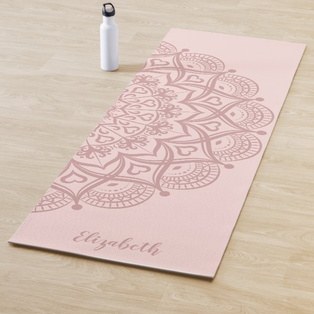 Modernes Personalisiertes Boho Mandala Blush Pink Yogamatte (Beispiel)