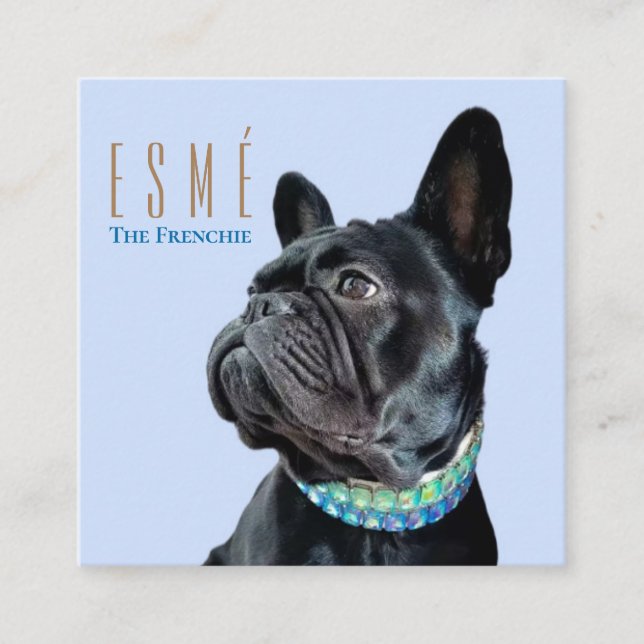 Modernes Personalisiertes Double Foto QR Esmé Quadratische Visitenkarte (Vorderseite)