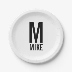 Modernes Personalisiertes Fettgewebe, Monogramm un Pappteller