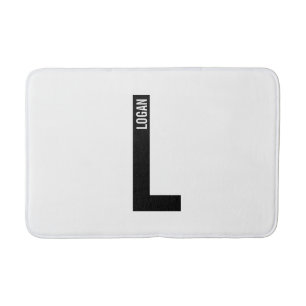 Modernes Personalisiertes Fettmonogramm und Name Badematte