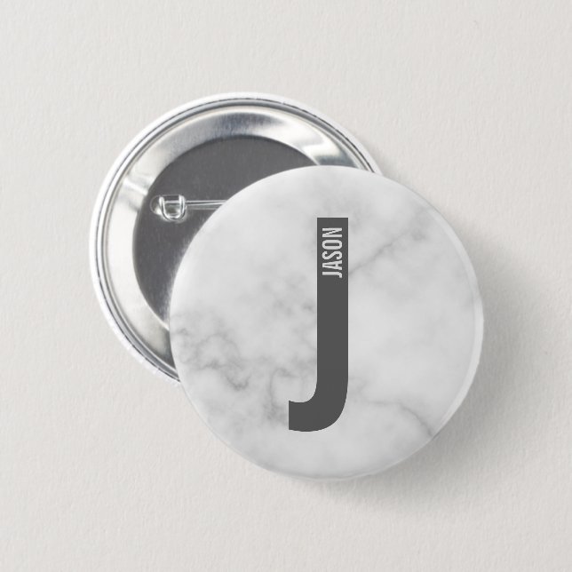 Modernes Personalisiertes Fettmonogramm und Name Button (Vorne & Hinten)