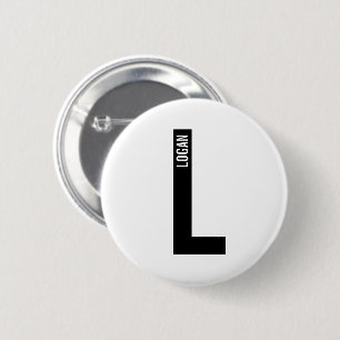 Modernes Personalisiertes Fettmonogramm und Name Button