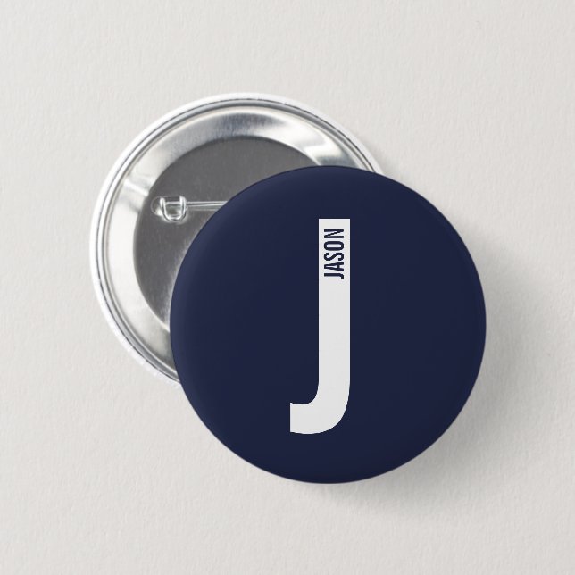 Modernes Personalisiertes Fettmonogramm und Name Button (Vorne & Hinten)