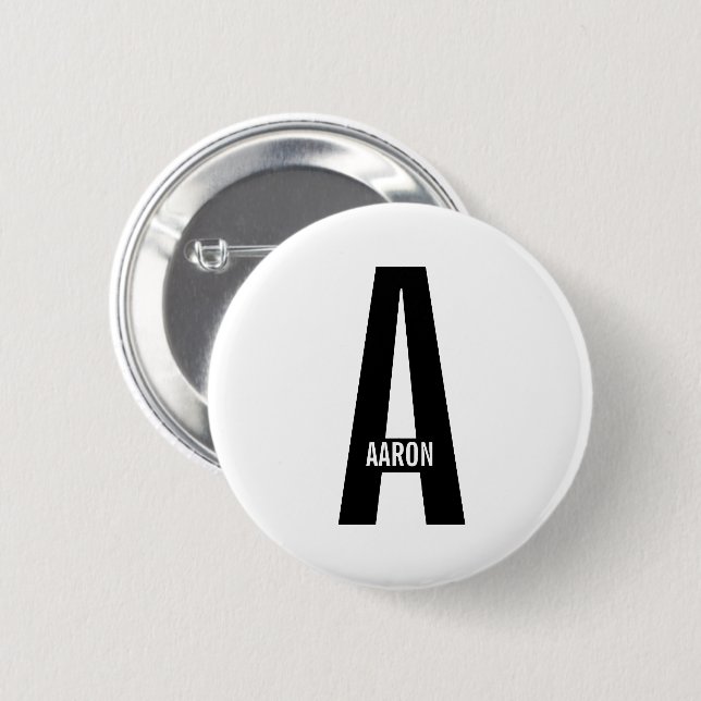 Modernes Personalisiertes Fettmonogramm und Name Button (Vorne & Hinten)