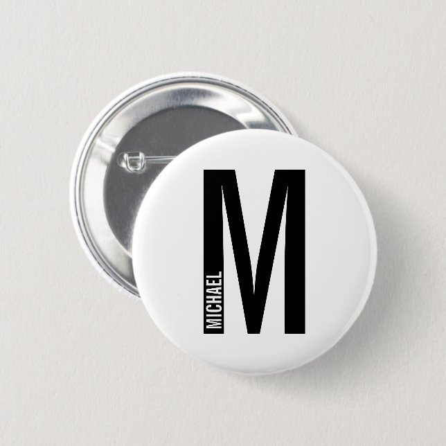 Modernes Personalisiertes Fettmonogramm und Name Button (Vorne & Hinten)