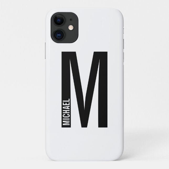 Modernes Personalisiertes Fettmonogramm und Name Case-Mate iPhone Hülle (Rückseite)