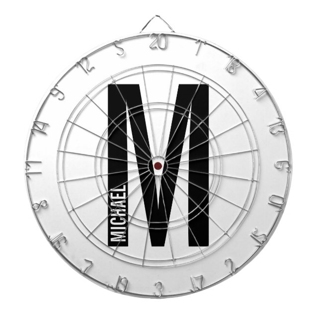 Modernes Personalisiertes Fettmonogramm und Name Dartscheibe (vorne)