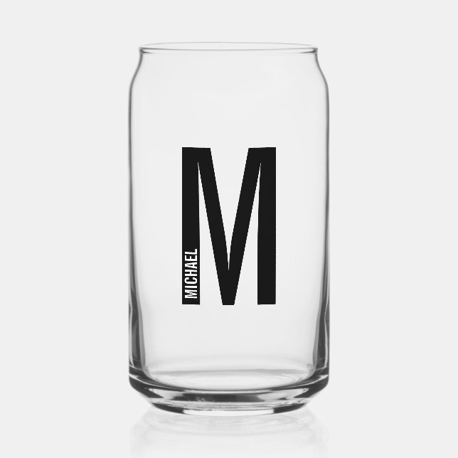 Modernes Personalisiertes Fettmonogramm und Name Dosenglas (Vorderseite)