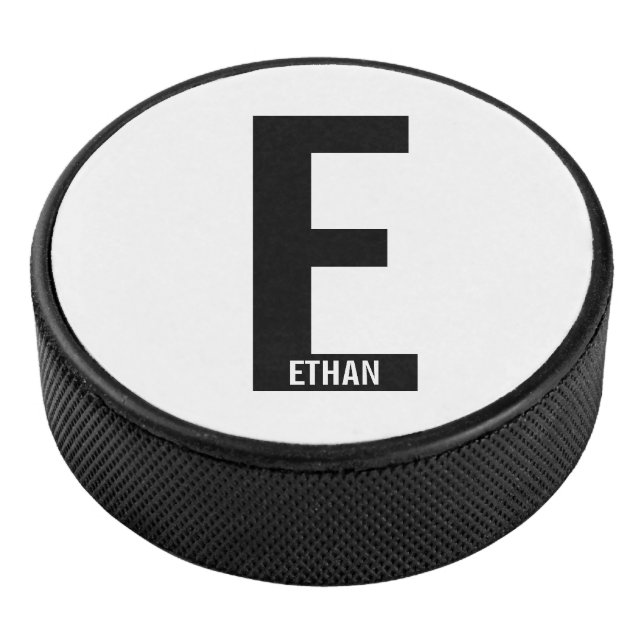 Modernes Personalisiertes Fettmonogramm und Name Eishockey Puck (3/4)