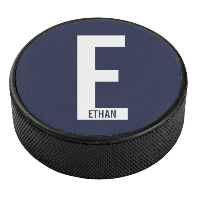 Modernes Personalisiertes Fettmonogramm und Name Eishockey Puck (3/4)