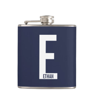 Modernes Personalisiertes Fettmonogramm und Name Flachmann