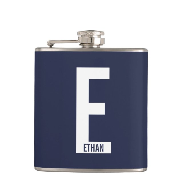Modernes Personalisiertes Fettmonogramm und Name Flachmann (Vorderseite)